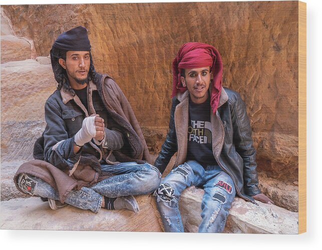 Bedouins Wood Print featuring the photograph Bedouins in the ancient city of Petra by Dubi Roman