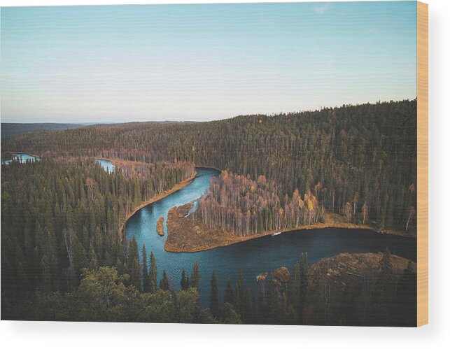 Kuusamo Wood Print featuring the photograph Bend in the Kitkajoki River in Oulanka National Park by Vaclav Sonnek