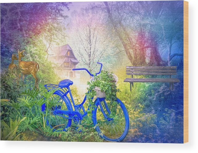Barn Wood Print featuring the photograph Bicycle in the Mist by Debra and Dave Vanderlaan