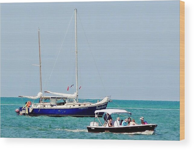 Big Boat, Little Boat, yachting in Belize, Caribbean Wood Print by