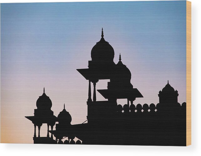 Architecture Wood Print featuring the photograph Bikaner's sunset. India by Lie Yim