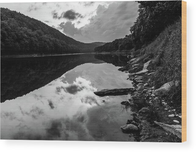 Rivers Wood Print featuring the photograph Black and White Photography - Delaware River by Amelia Pearn