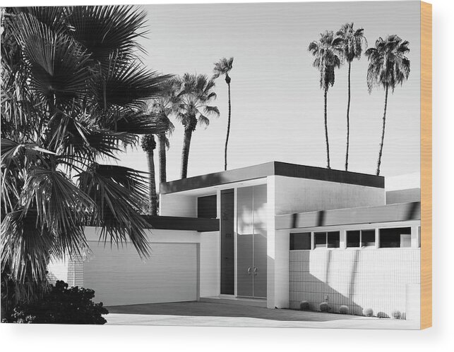 Architecture Wood Print featuring the photograph Black California Series - Palm Springs House by Philippe HUGONNARD