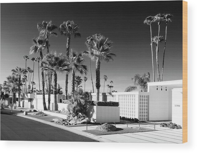 Architecture Wood Print featuring the photograph Black California Series - Retro White House by Philippe HUGONNARD