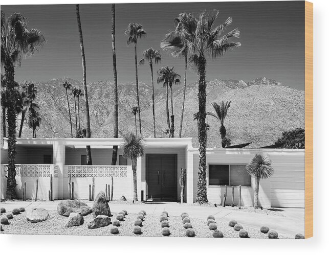 Architecture Wood Print featuring the photograph Black California Series - White House Palm Springs by Philippe HUGONNARD