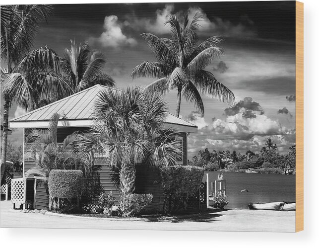 Florida Wood Print featuring the photograph Black Florida Series - Tropical House Key West by Philippe HUGONNARD