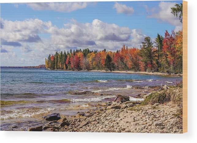 Black Rock Point Wood Print featuring the photograph Black Rock Point in Autumn by Susan Rydberg