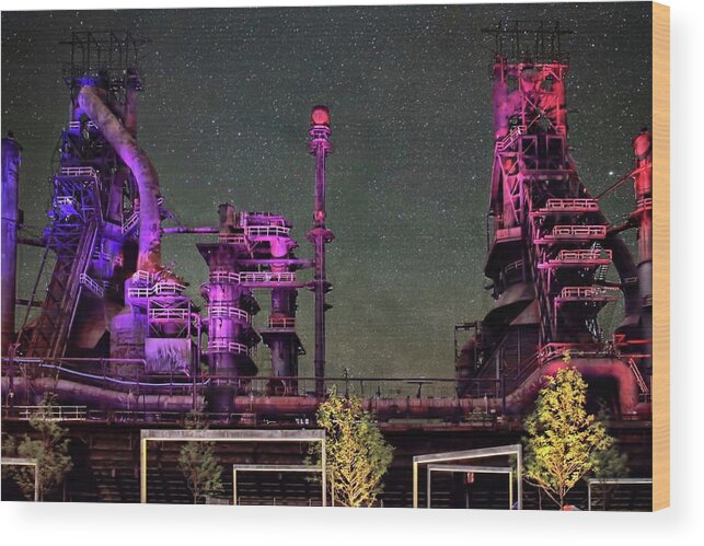 Pennsylvania Wood Print featuring the photograph Blast Furnace Illumination by DJ Florek