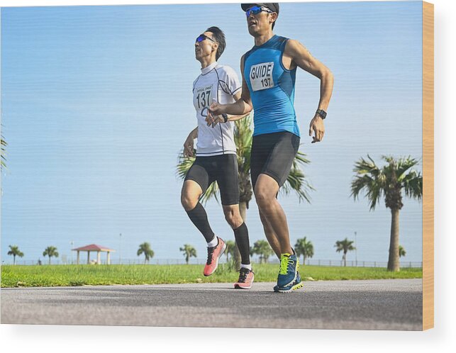 Persons With Disabilities Wood Print featuring the photograph Blind triathlete by Gen Umekita