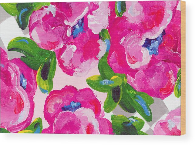 Abstract Flowers Wood Print featuring the painting Blossoming 2 by Beth Ann Scott