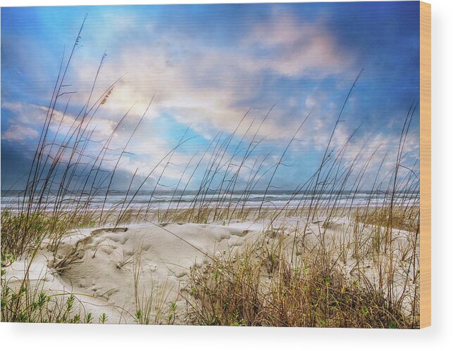 Clouds Wood Print featuring the photograph Blowing in the Sand Dunes by Debra and Dave Vanderlaan