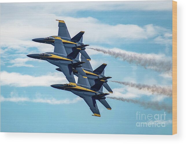 Jet Wood Print featuring the photograph Blue Angel Diamond Pattern In The Clouds by Beachtown Views