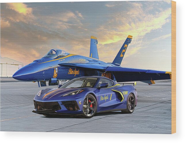 Blue Angels Wood Print featuring the digital art Blue Angels 1 and 2 by Peter Chilelli