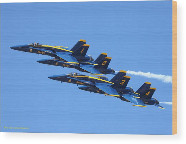 Blue Angels Wood Print featuring the photograph Blue Angels Diamond by Custom Aviation Art
