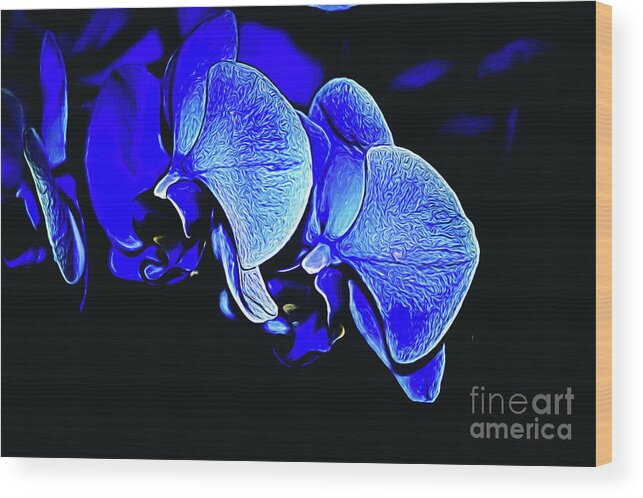 Abstract Wood Print featuring the photograph Blue Light by Diana Mary Sharpton