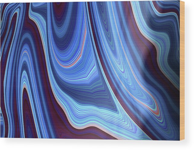 Blue Wood Print featuring the digital art Blue Marble Canyon Abstract by Shelli Fitzpatrick