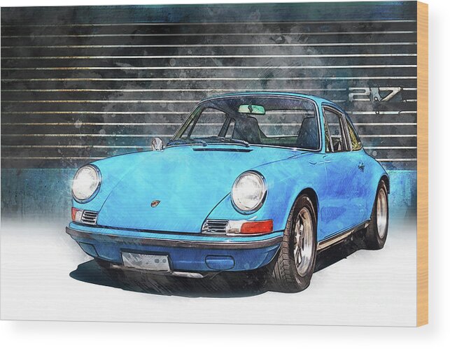 Blue Wood Print featuring the photograph Blue Porsche 911 by Stuart Row