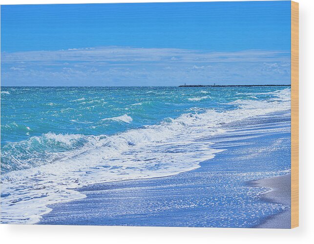 Ocean Wood Print featuring the photograph Blue Rough Ocean Seas by Blair Damson