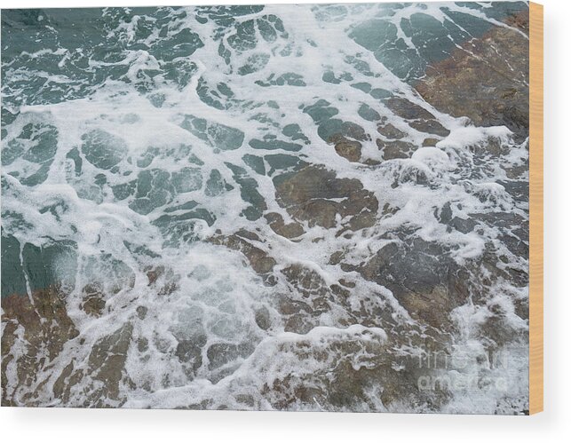 Sea Water Wood Print featuring the photograph Blue sea water flows over the rocks 3 by Adriana Mueller