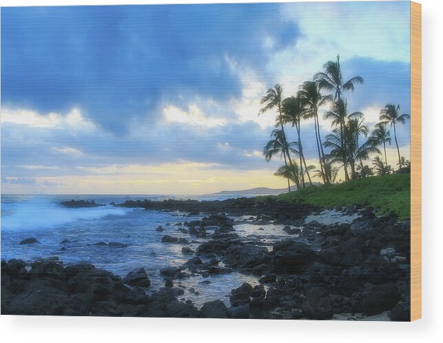 Hawaii Wood Print featuring the photograph Blue Sunset on Kauai by Robert Carter