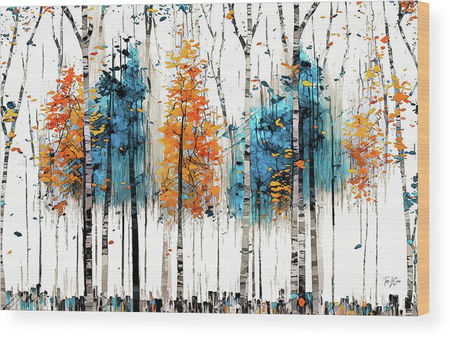 Abstract Wood Print featuring the painting Abstract Trees by Tina LeCour