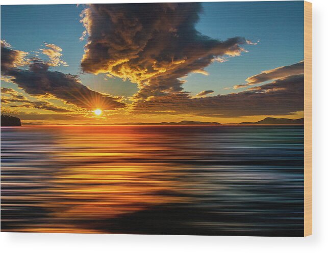 Blurred Wood Print featuring the digital art Blurred Rosario Strait Sunset by Pelo Blanco Photo