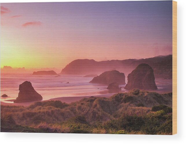 Sunset Wood Print featuring the photograph Blushing Sunset by Laura M Roberts