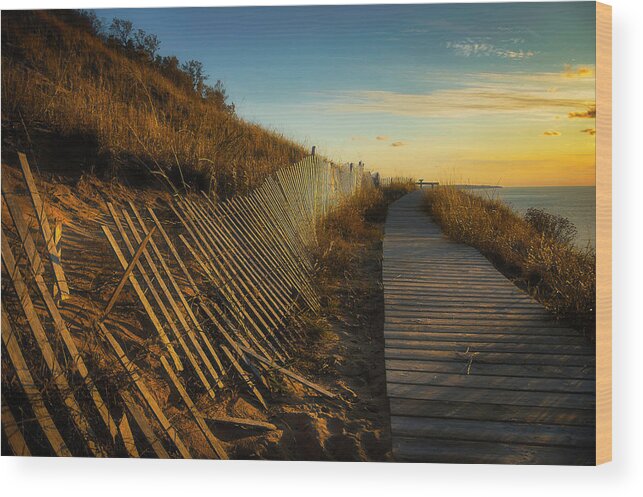 Boardwalk Wood Print featuring the photograph Boardwalk Overlook At Sunset by Owen Weber