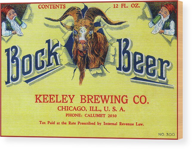Vintage Wood Print featuring the drawing Bock Beer by Vintage Drinks Posters