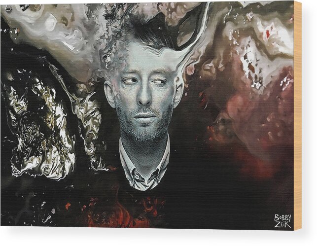 Thom Yorke Wood Print featuring the painting Bodysnatchers by Bobby Zeik