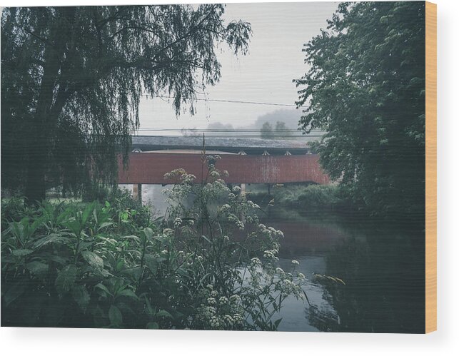 Allentown Wood Print featuring the photograph Bogert's Covered Bridge June Morning by Jason Fink