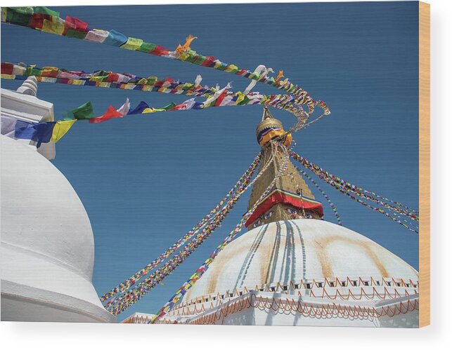 Boudha Stupa Wood Print featuring the photograph Boudhanath Stupa, Kathmandu Nepal by Michalakis Ppalis