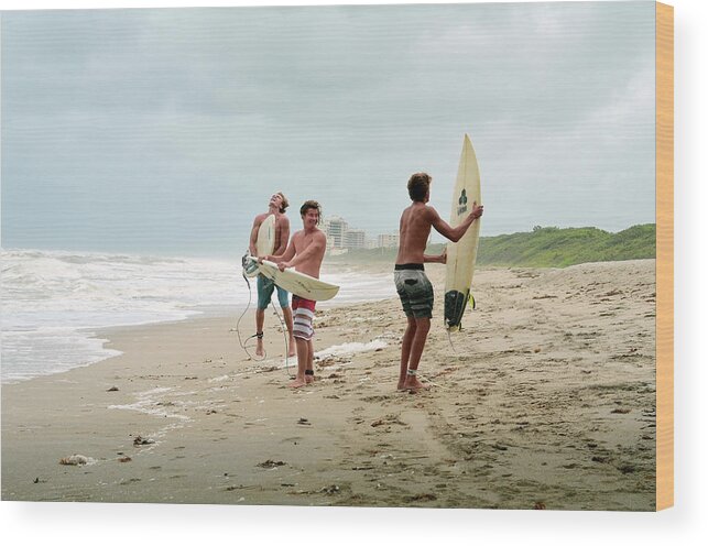 Surfer Wood Print featuring the photograph Boys of Summer Surfers by Laura Fasulo