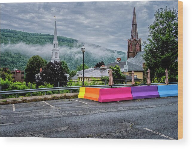 East Dover Vermont Wood Print featuring the photograph Brattleboro Steeples by Tom Singleton