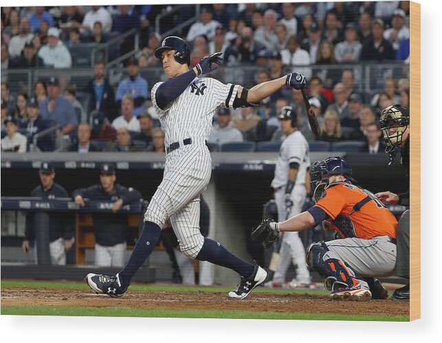 Championship Wood Print featuring the photograph Brett Gardner and Aaron Judge by Al Bello