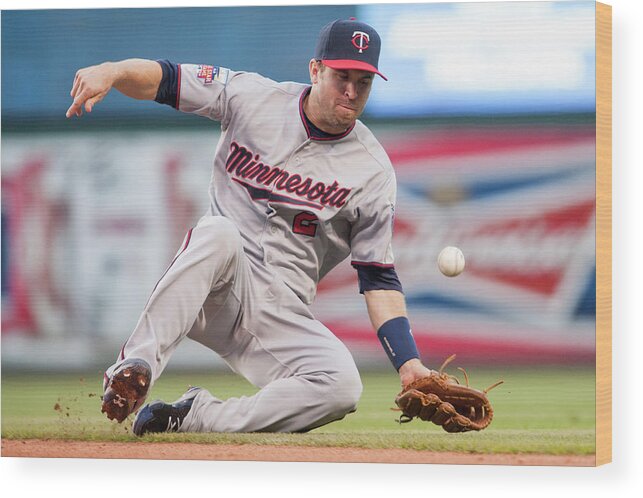 American League Baseball Wood Print featuring the photograph Brian Dozier and David Murphy by Jason Miller