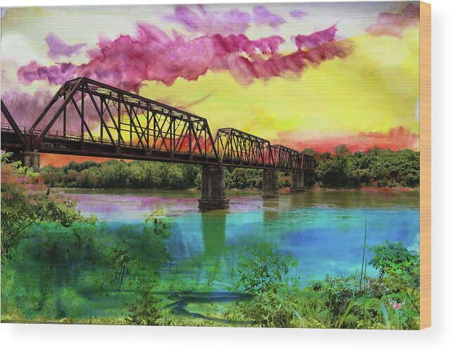 Bridge Wood Print featuring the photograph Bridge in Rainbow Prism by Pam Rendall