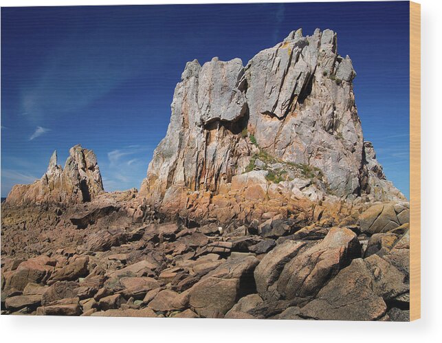 Brittany Wood Print featuring the photograph Brittany - Plougrescant and the Pink granite coast by Olivier Parent