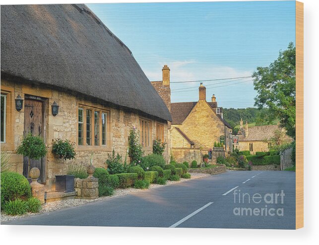 Thatched Cottage Wood Print featuring the photograph Broad Campden in the Cotswolds by Tim Gainey
