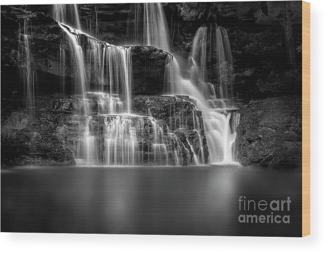 Mystic Wood Print featuring the photograph Brush Creek Falls in Black and White by Shelia Hunt