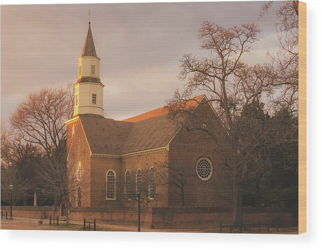 Bruton Wood Print featuring the photograph Bruton Parish Church in Williamsburg by Rachel Morrison