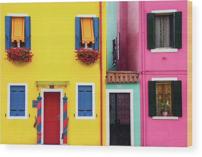 Burano Wood Print featuring the photograph Burano Colors by Louise Tanguay