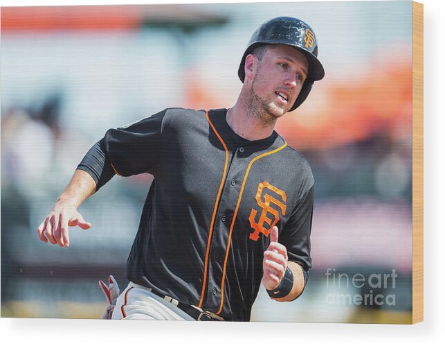 Three Quarter Length Wood Print featuring the photograph Buster Posey by Rob Tringali