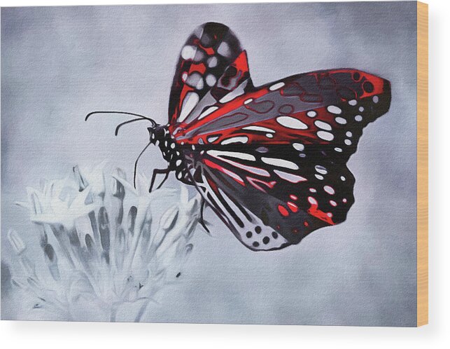 Butterfly Wood Print featuring the pastel Butterfly Aflame by Susan Maxwell Schmidt