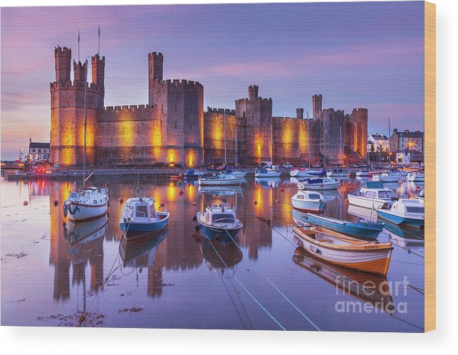 Welsh Castle Wood Print featuring the photograph Caernarfon Castle, North Wales by Neale And Judith Clark