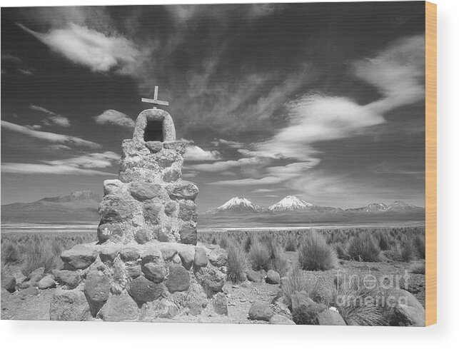 Bolivia Wood Print featuring the photograph Cairn in the Bolivian altiplano by James Brunker