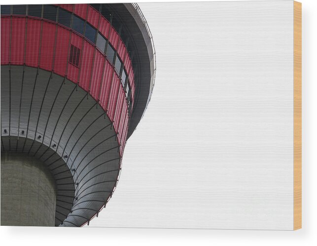 Calgary Wood Print featuring the photograph Calgary Tower Close Up by Wilko van de Kamp Fine Photo Art