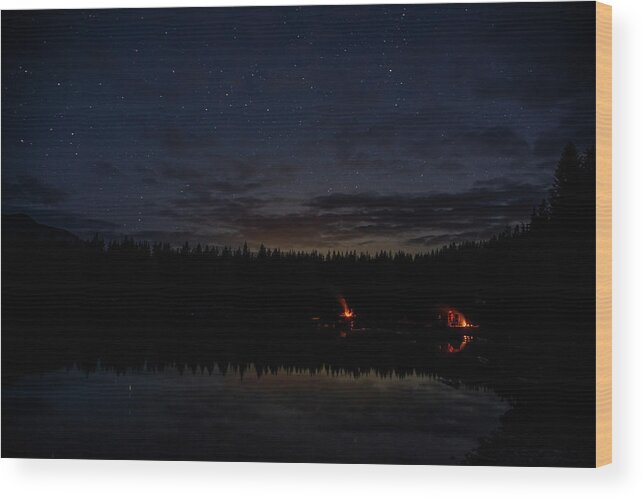 Twilight Wood Print featuring the photograph Campfires by Pelo Blanco Photo