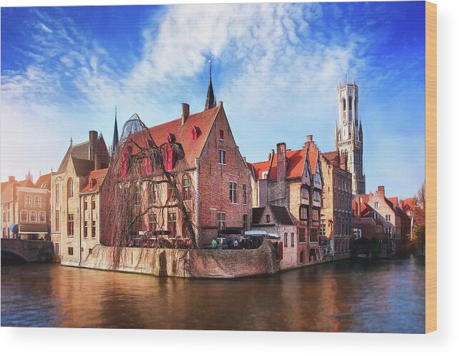Bruges Wood Print featuring the photograph Canal Scenes of Bruges Belgium by Carol Japp