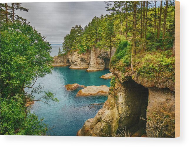 Cape Wood Print featuring the photograph Cape Flattery Cave by Amanda Jones